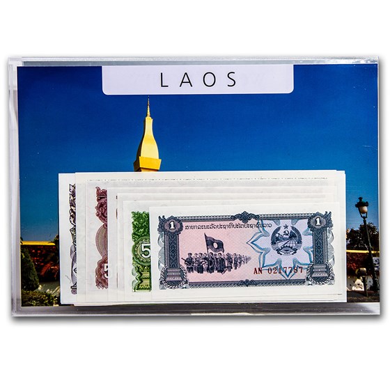 1979-1998 Laos 1-1000 Kip Banknote Set Unc 1979-1998 Laos 1-1000 Kip Banknote Set Unc